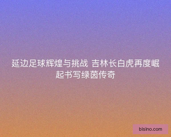 延边足球辉煌与挑战 吉林长白虎再度崛起书写绿茵传奇